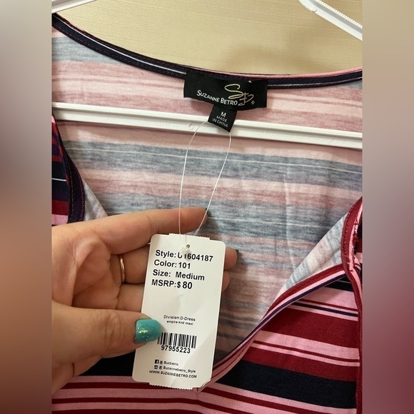 ⚫️ BOHO Suzanne Betro striped fun coloured summer dress size medium - Picture 2 of 8